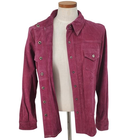 Denim & Co Womens Size Small Pink/Purple Suede 100% Leather Button Snap Jacket - Picture 4 of 6